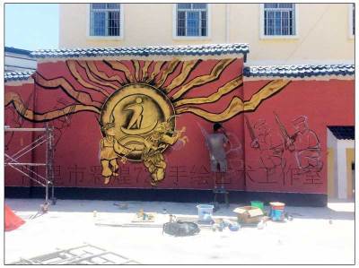舟溪小学彩绘假浮雕墙体装饰艺术与地坪工程 贵阳文化墙壁画公司的匠心之作